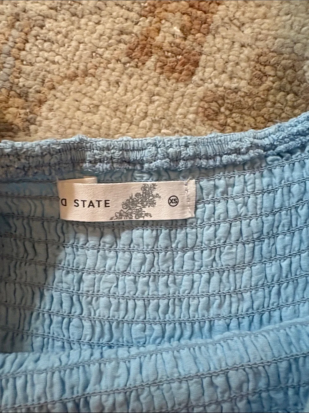 Altar'd State Light Blue Eyelet Puff-Sleeve Sundress